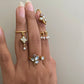 Nuvi Jewels Mehakti Ring in 92.5 silver featuring adjustable floral design with jadau stone accents