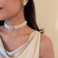 Elegant polki ear studs in 925 silver with festive gold polish and traditional Indian design | NUVI JEWEL
