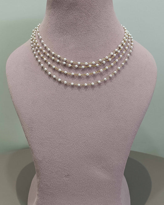35-inch long pearl chain handcrafted in gold-plated 925 silver.