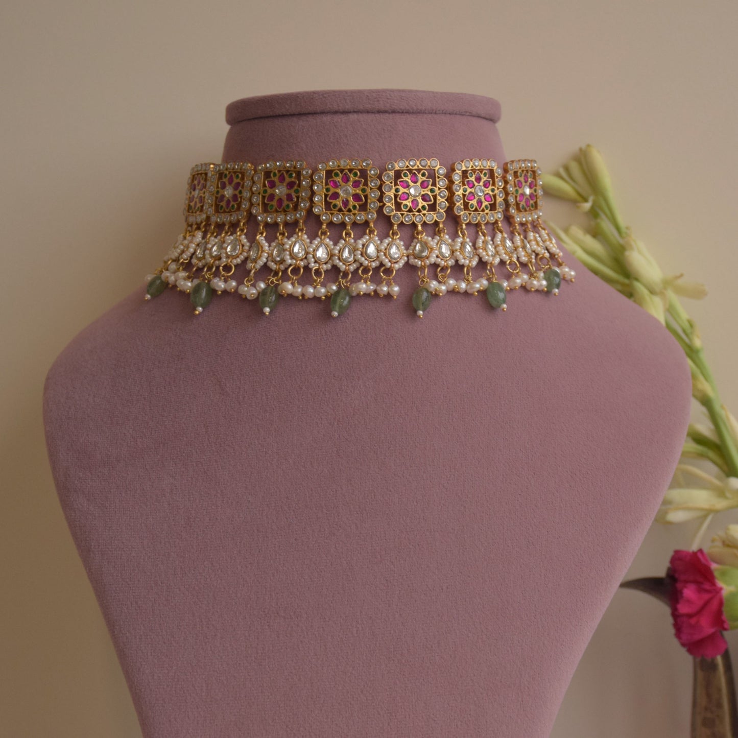 Gulmohar Jadau Choker